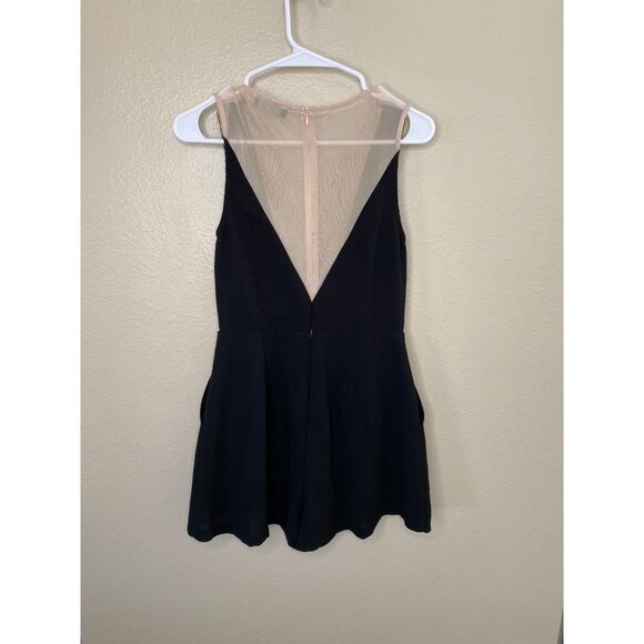 Canuto Womens Black Sleeveless Romper Medium polyester lace zipper shorts - Picture 5 of 7